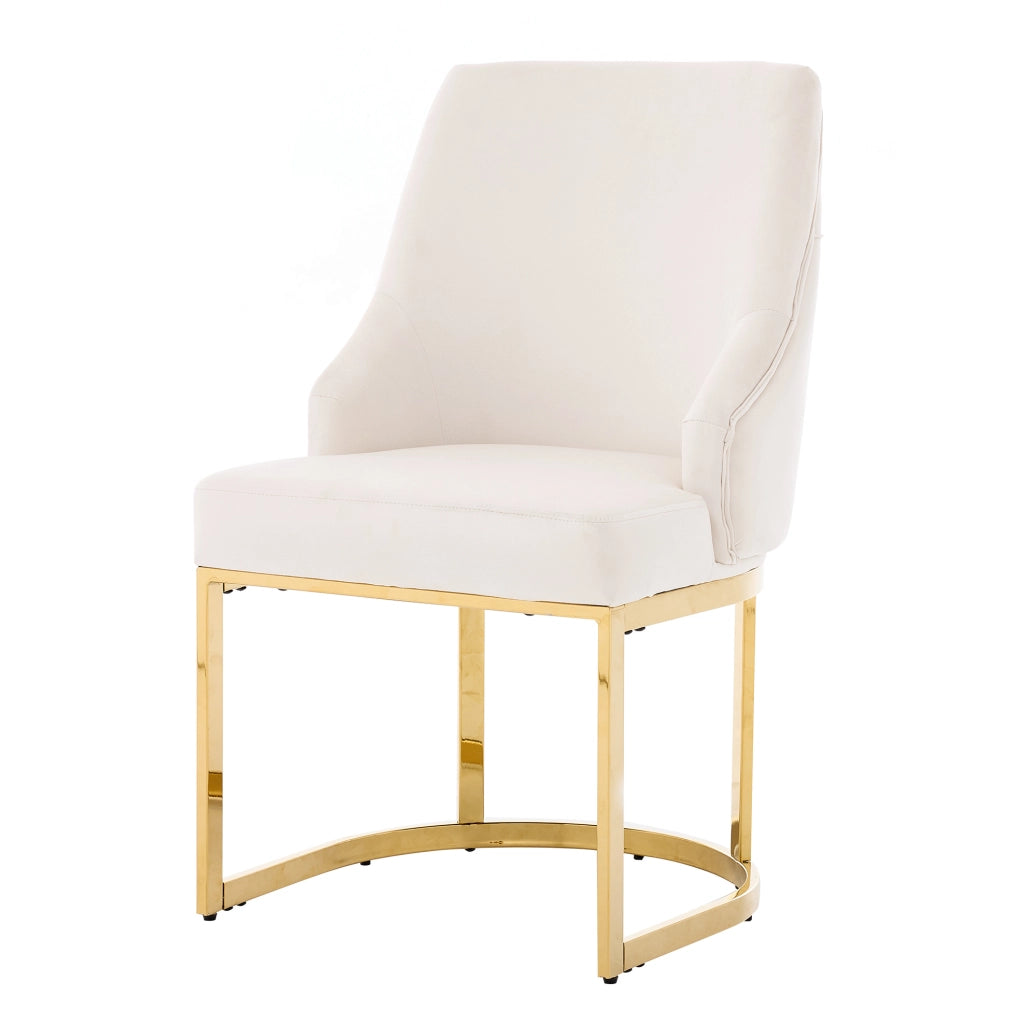 Set di 2 sedie in velluto 81.99x54.0x53.49 cm con schienale trapuntato; metallo beige e oro