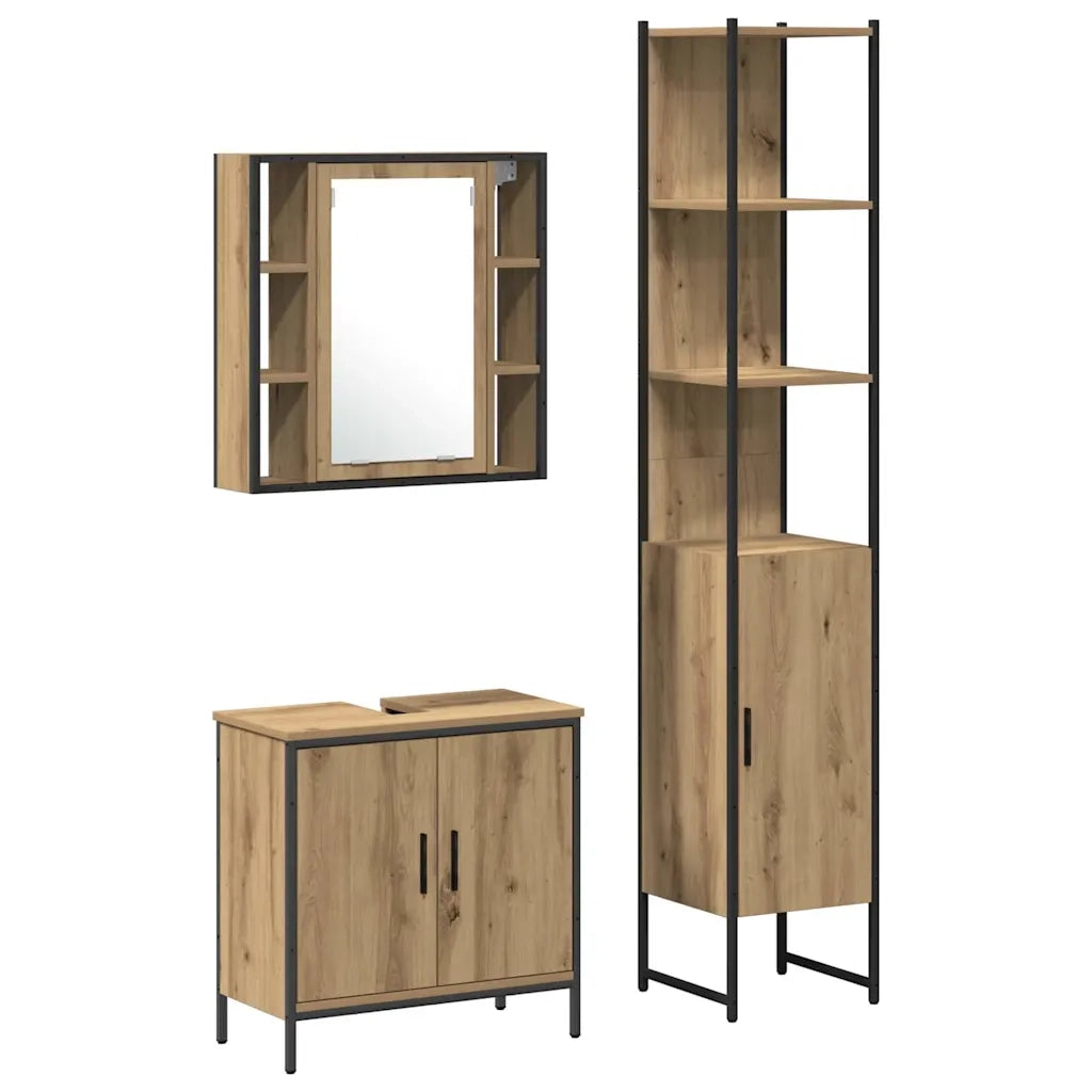 Unità da Bagno con lo scaffale 3 pcs Marrone Legno multistrato 3334384