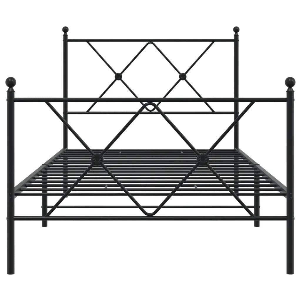 Giroletto con Testiera e Pediera Metallo Nero 90x200 cm