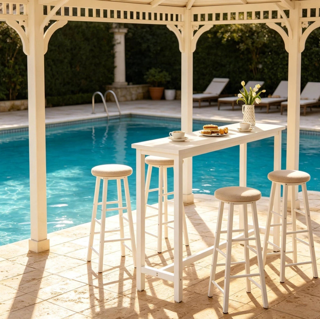 Tavolo bar in MDF e metallo 140 x 100 x 40 cm bianco
