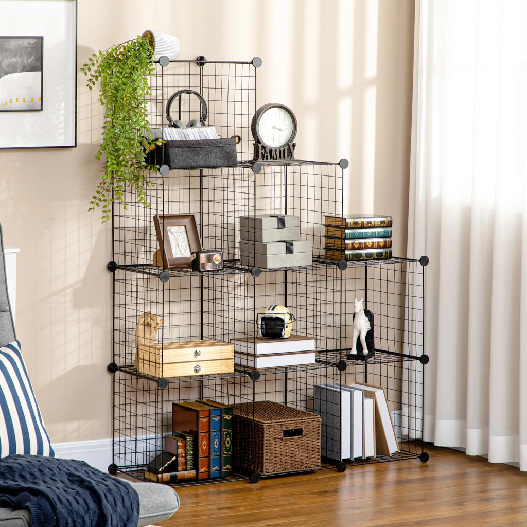 Libreria modulare a cubi ¨C zephmum ¨C 9 cubi, acciaio, nera, 35x35x35 cm