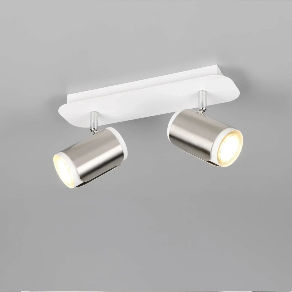 LÚZETE - SPOT DA PARETE/PLAFONIERA 2 LUCI GU10 METALLO NICKEL OPACO GIADA