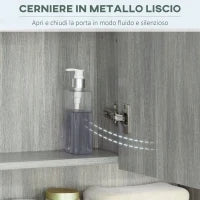 kleankin Armadietto con Specchio a 4 Sezioni con Ripiani Regolabili, in Legno e Vetro, 90x15x75 cm, Grigio