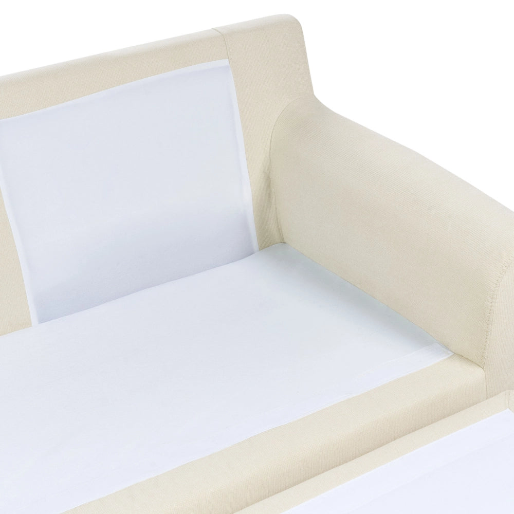Divano Angolare destro Tessuto beige Imbottito Gambe Legno Scuro Chaise longue a 3 posti a versione destra Cuscino schienale