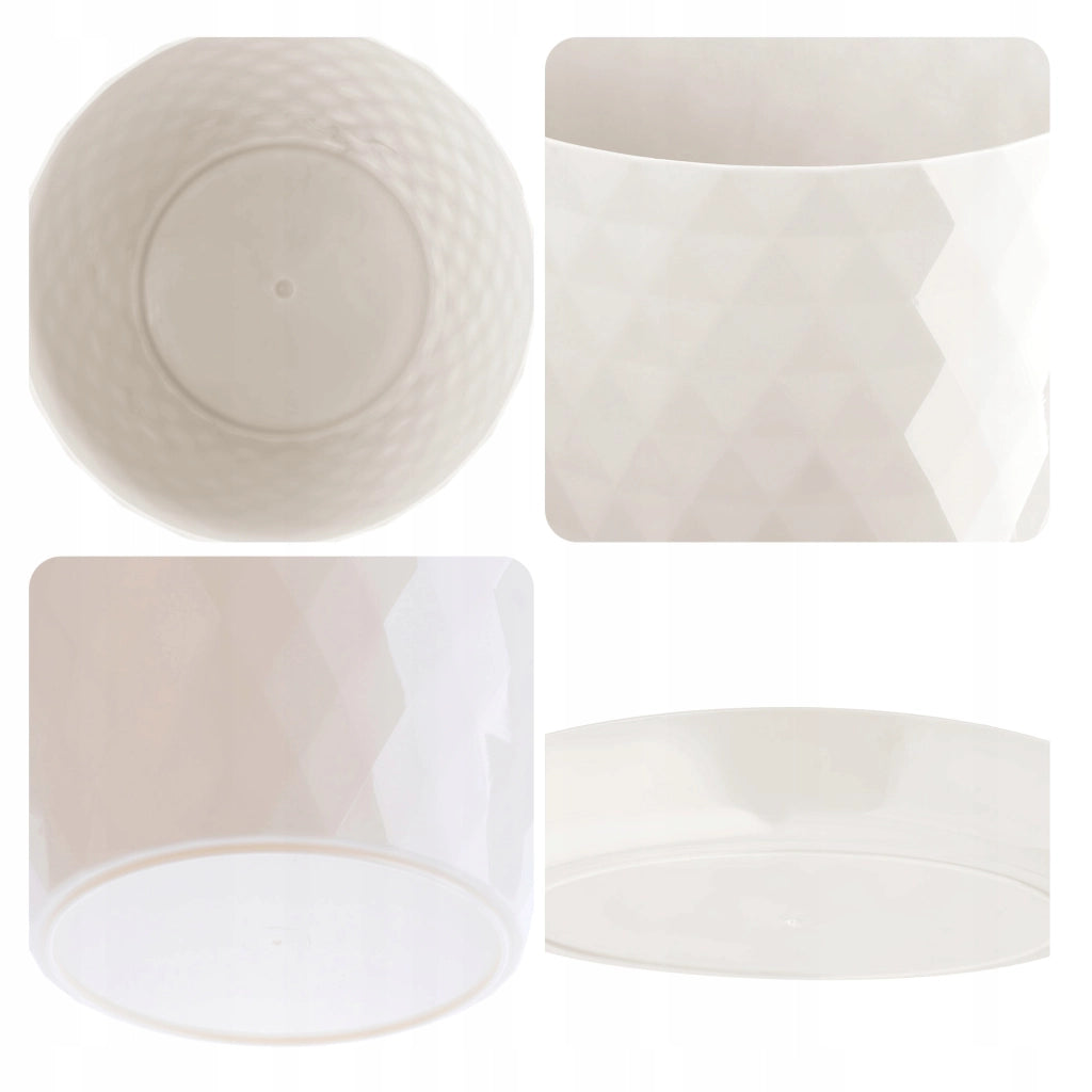 Vaso da fiori KADAX, coprivaso, 25 cm, supporto per fiori, plastica color crema, 3 pezzi.
