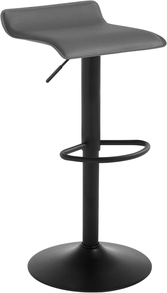 Sgabelli da Cucina Set di 4, Sgabello da Bar Colazione Regolabile in Altezza, Sgabello da Banco Girevole a 360°per Bar, Cucina, Banco, Caffè, PVC+Metallo, con Poggiapiedi, Grigio+Nero
