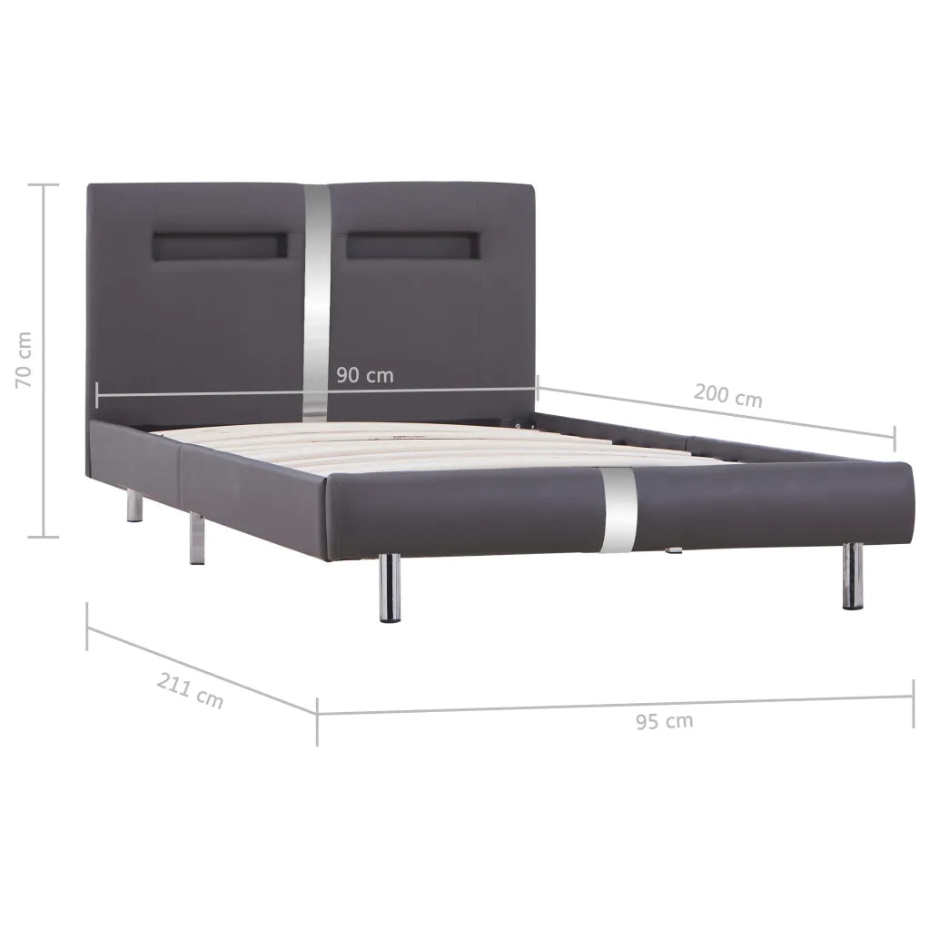 Giroletto con LED senza Materasso-Struttura Letto Grigio in Similpelle 90x200cm 835526