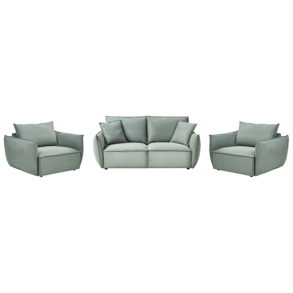 Set da salotto in tessuto Seduta bassa e profonda Schienale imbottito Accogliente Moderno 5 posti verde chiaro Moderno Accogliente