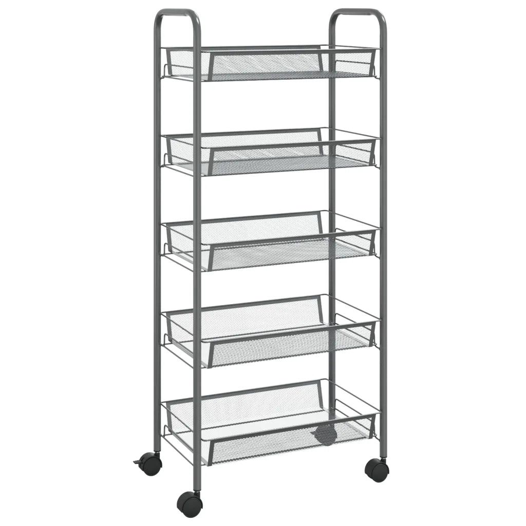 Carrello da Cucina con 5 Ripiani Grigio 46x26x105 cm in Ferro CFW7945075