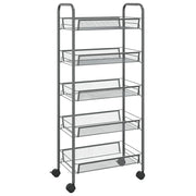 Carrello da Cucina con 5 Ripiani Grigio 46x26x105 cm in Ferro CFW7945075