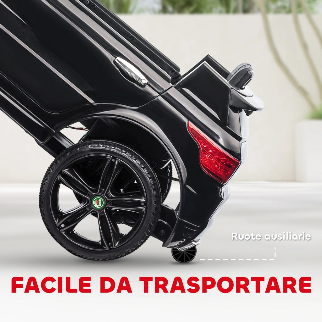 Macchina Elettrica per Bambini 3-6 Anni con Telecomando, Luci LED e Clacson, in PP e Metallo, 110x68x52 cm, Nero