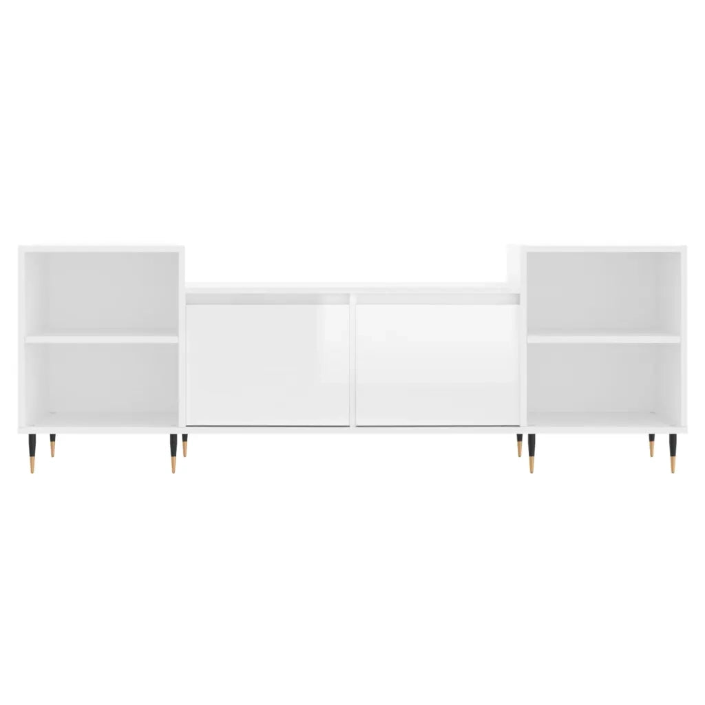 Mobile Porta TV Bianco Lucido 160x35x55 cm in Legno Multistrato 831334