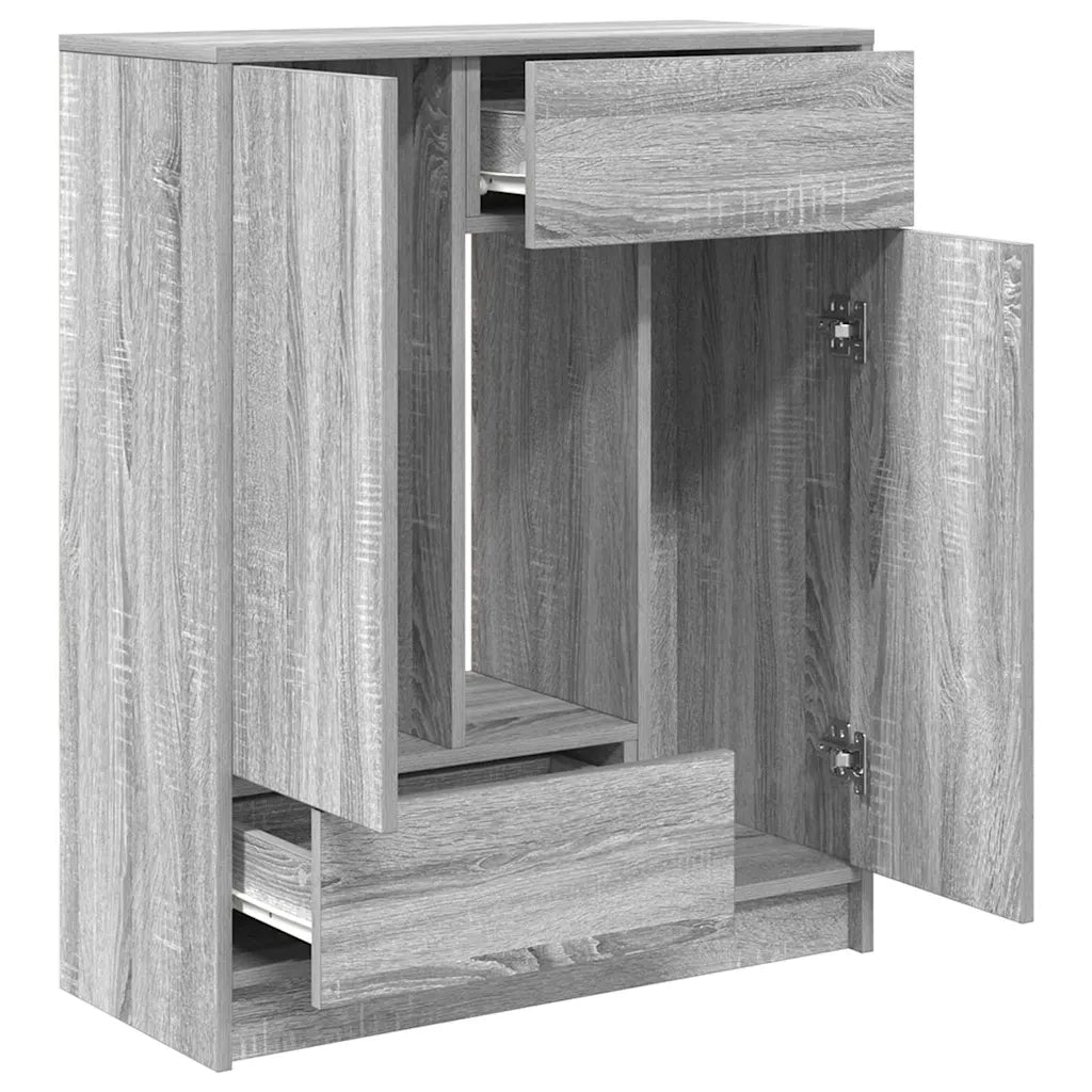Credenza con Cassetti e Ante Grigio Sonoma 73x31x90 cm