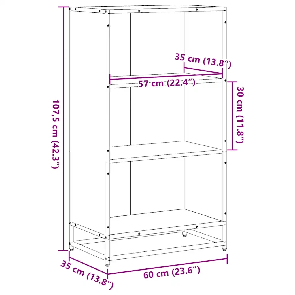 Libreria Grigio Sonoma 60x35x107,5 cm in Legno Multistrato 849117