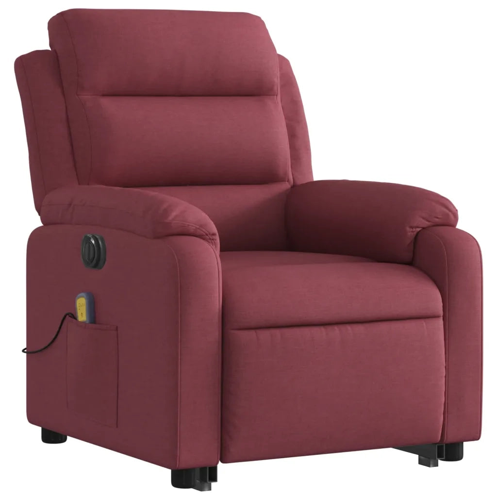 Poltrona Alzapersona Massaggiante Elettrica Rosso Vino Tessuto 3205019