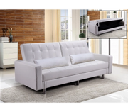 Divano letto 3 posti, reclinabile, contenitore ecopelle bianco 197cm Sicorage Ghuer