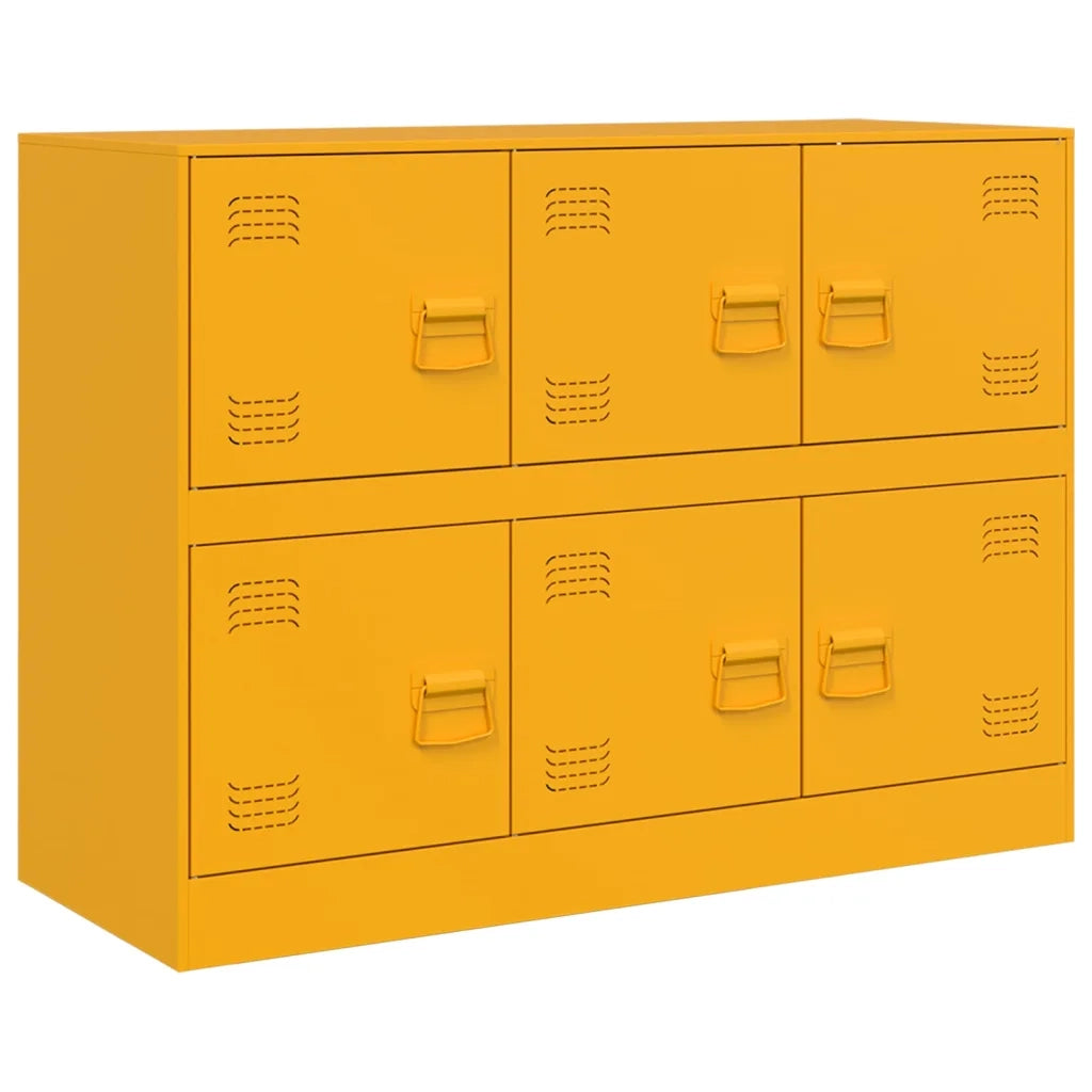 Credenza | Madia | Buffet da pranzo | Armadio da pranzo Giallo Senape 99x39x73 cm in Acciaio
