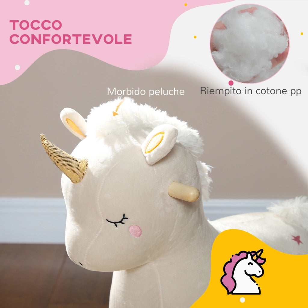 Cavallo a Dondolo Unicorno per Bambini con Suoni ¨C zephmum ¨C Bianco