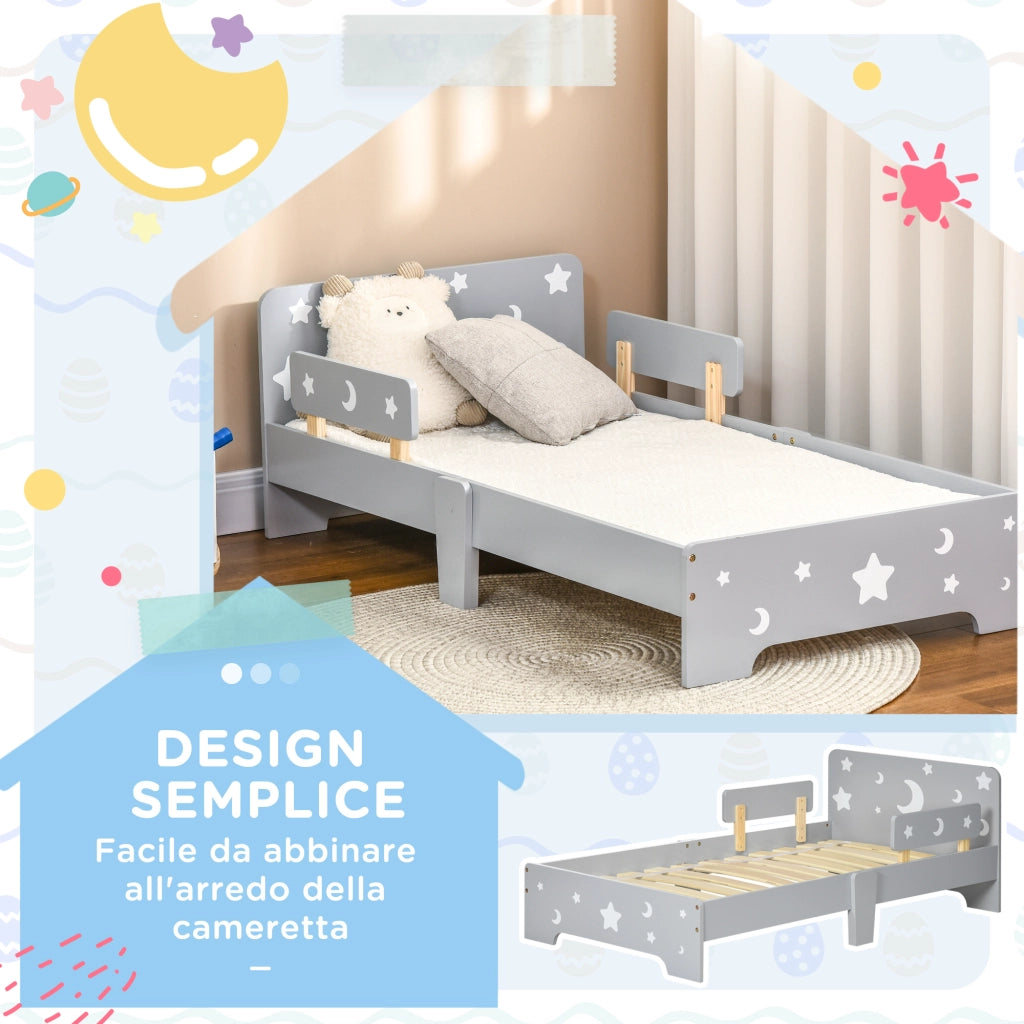 Letto per Bambini con Testiera a Stelle e Luna ¨C zephmum ¨C Bianco 143x76x49 cm