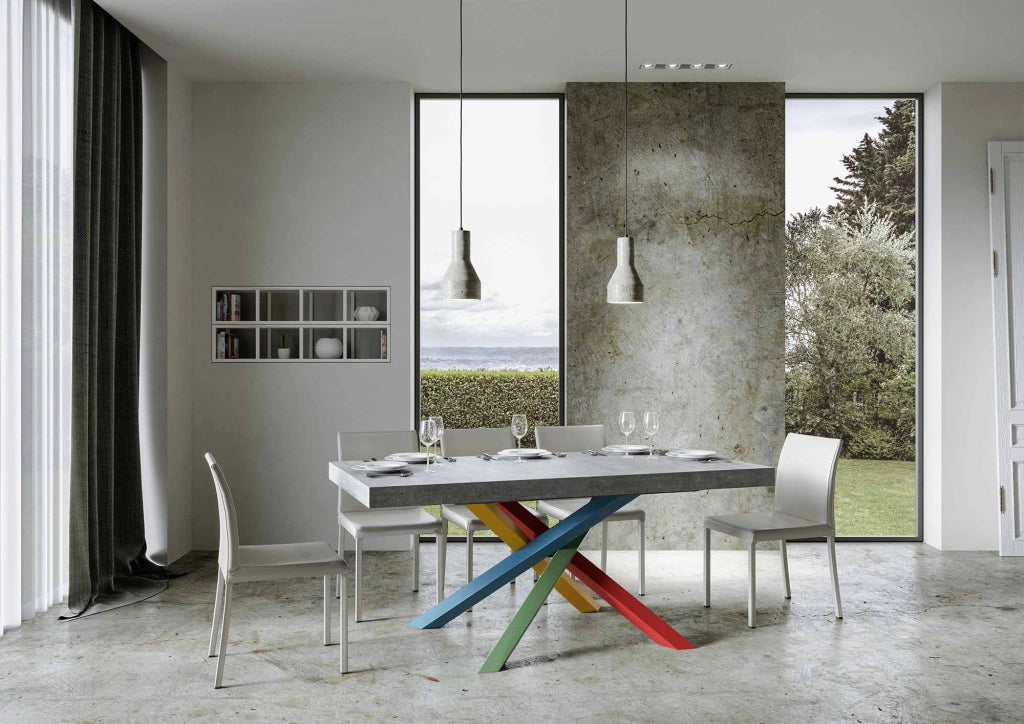 Tavolo allungabile 90x200/460 cm Volta Premium cemento telaio 4/B