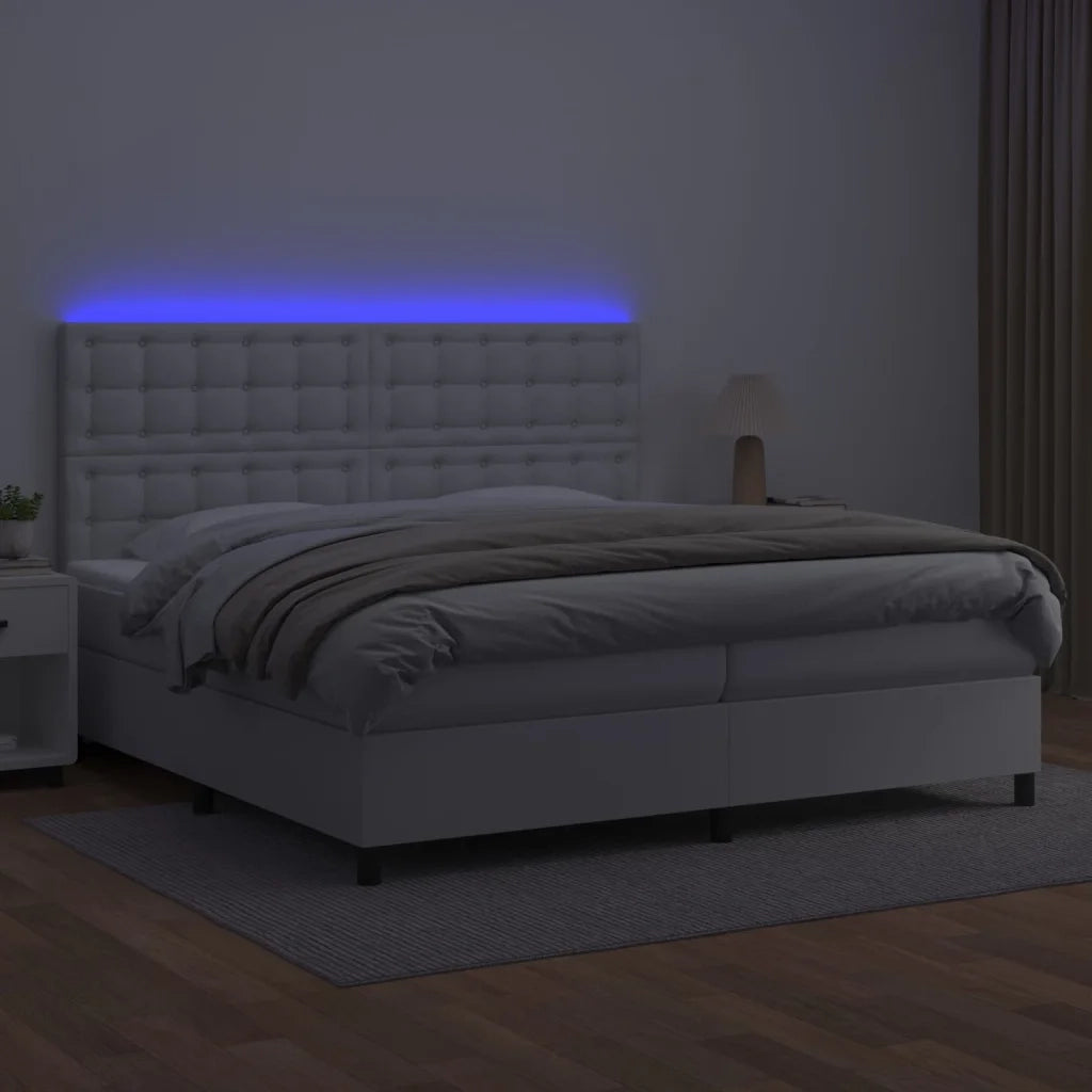 Giroletto Molle con Materasso e LED Bianco 200x200cm Similpelle cod mxl 43489
