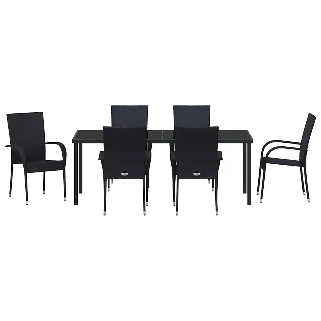 Set da Pranzo per Giardino 7 pcs Nero 3379406