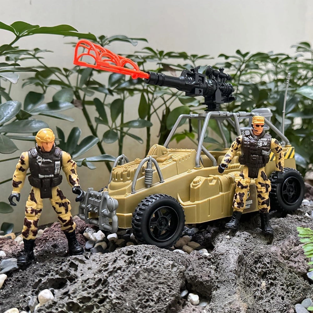 Playset Militare Giocattolo per Bambini 17 Pezzi Veicoli e Soldatini Idea Regalo