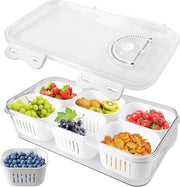 Scatola per snack con contenitori - piatto per snack con coperchio - tavola per snack con scarico - funzioni di registrazione - piatti per snack in plastica - organizzatore per tablet di snack per dolci - biscotti vegetariani - noci - dessert - frutta