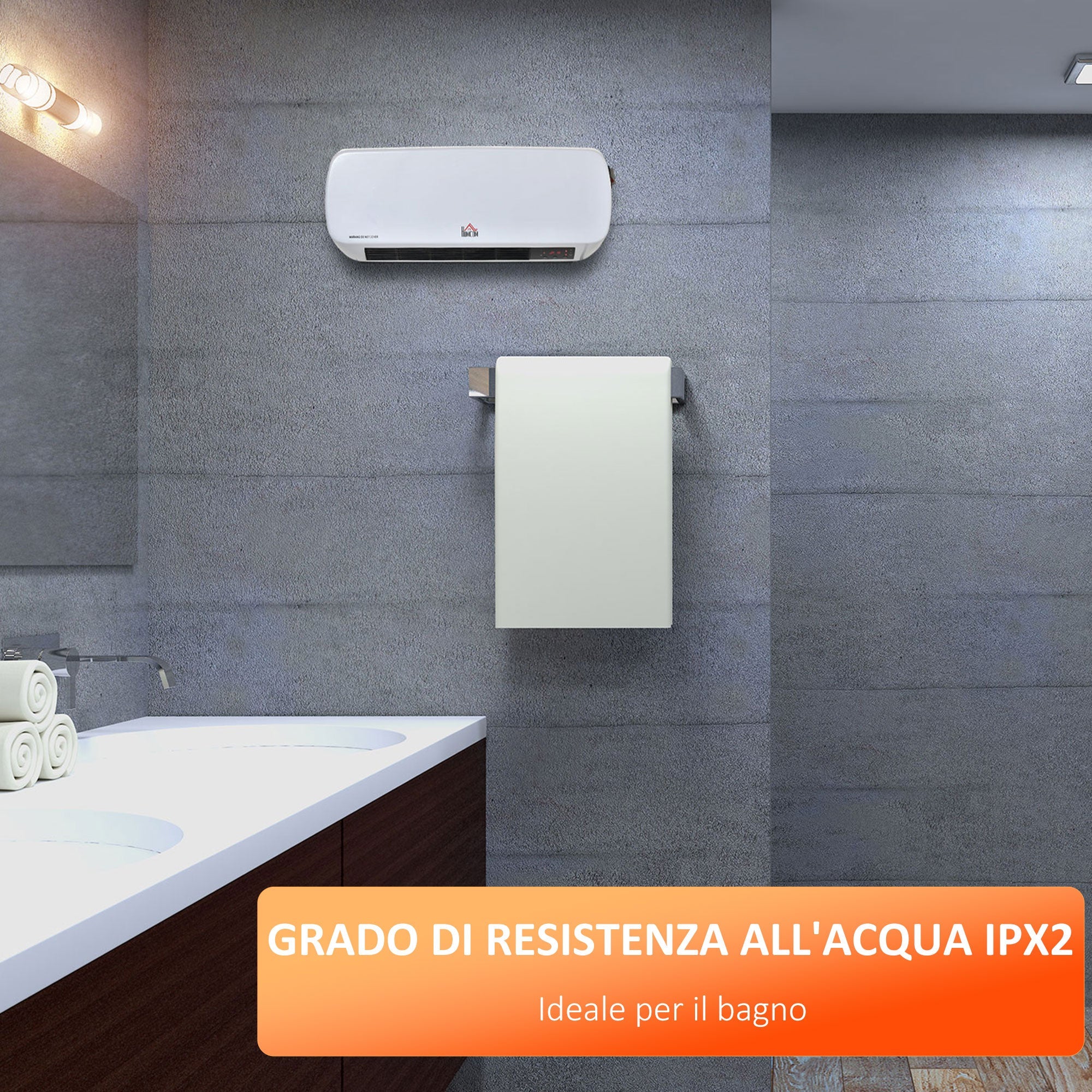 Stufa Elettrica da Parete 45x18,6x11,5 cm con Telecomando Bianco