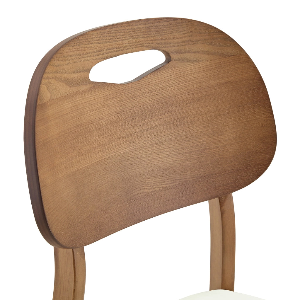 Sedia da pranzo set da 2 con Schienale Ovale ergonomico e Maniglia integrata in Legno di hevea PU Bianco