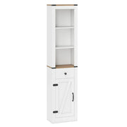 Mobiletto alto per bagno 40 x 24 x 173 cm spazio di archiviazione organizzato design rustico MDF bianco 20_0015992