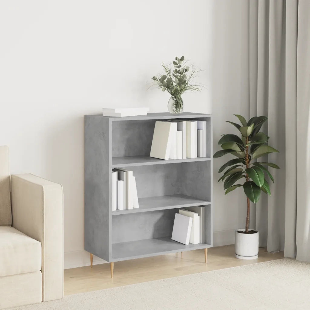 Libreria-Scaffale per Libri-Mobile di Stoccaggio Grigio Cemento 69,5x32,5x90 cm in Legno Multistrato 950893