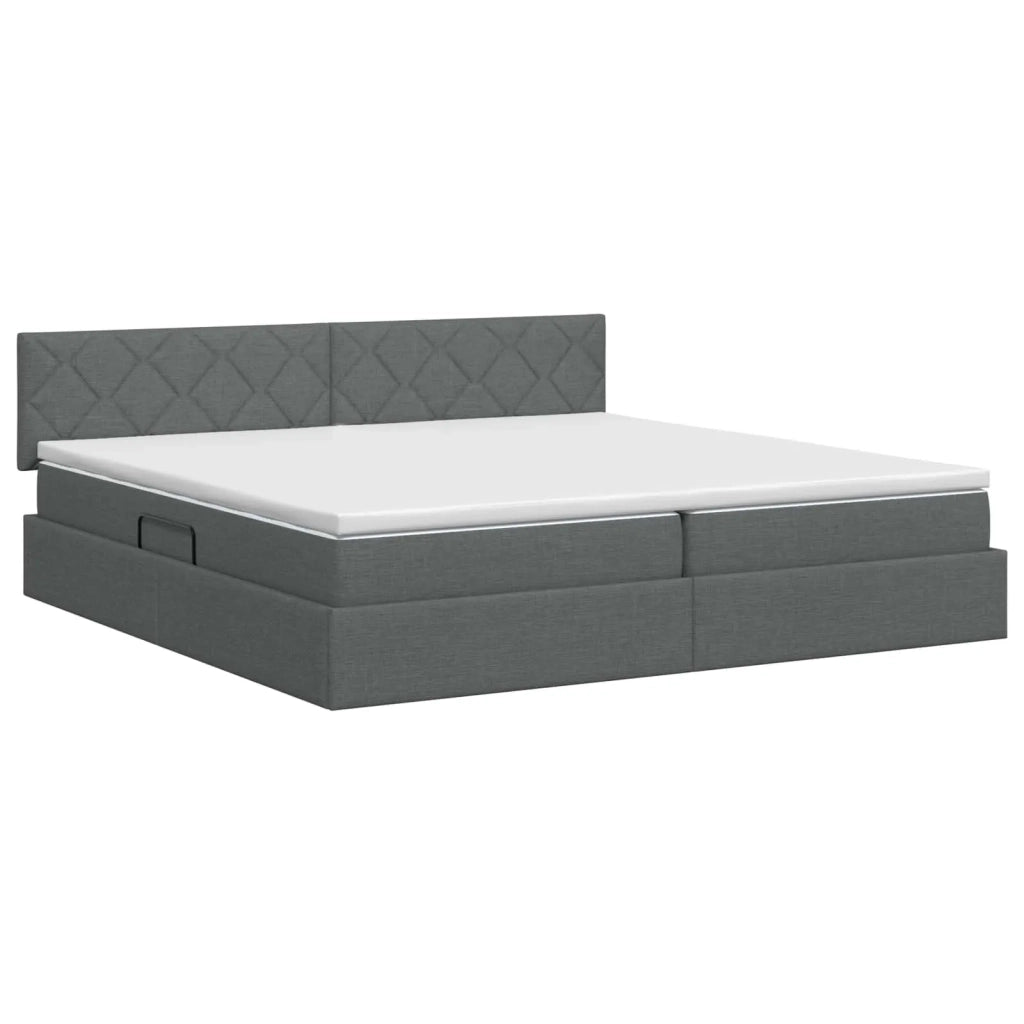 Letto con contenitore e materasso Grigio Scuro 200 x 200 cm 3458707
