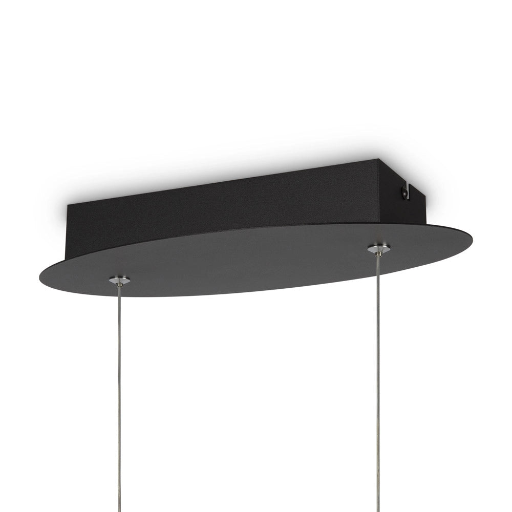 Lampadario A Sospensione Moderno Curve Alluminio Nero 1 Luce Led 42W