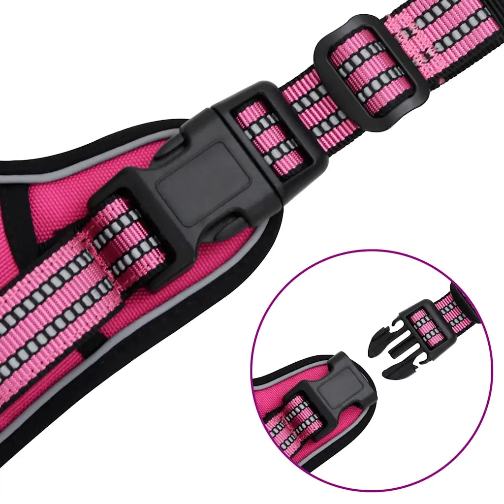 Pettorina per Cani con Strisce Riflettenti Regolabile Rosa XL