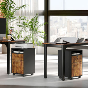 Mobiletto Ufficio con Cassetto e Ruote 40x35x60 cm in Legno Marrone