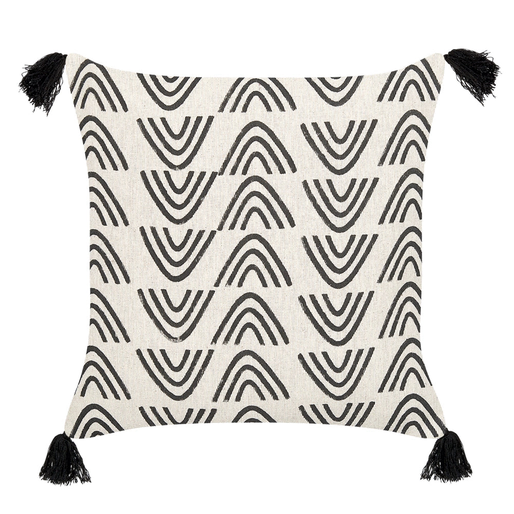Set di 2 cuscini decorativi cotone bianco e nero 45 x 45 cm motivo geometrico stampa laminata stile boho accessori