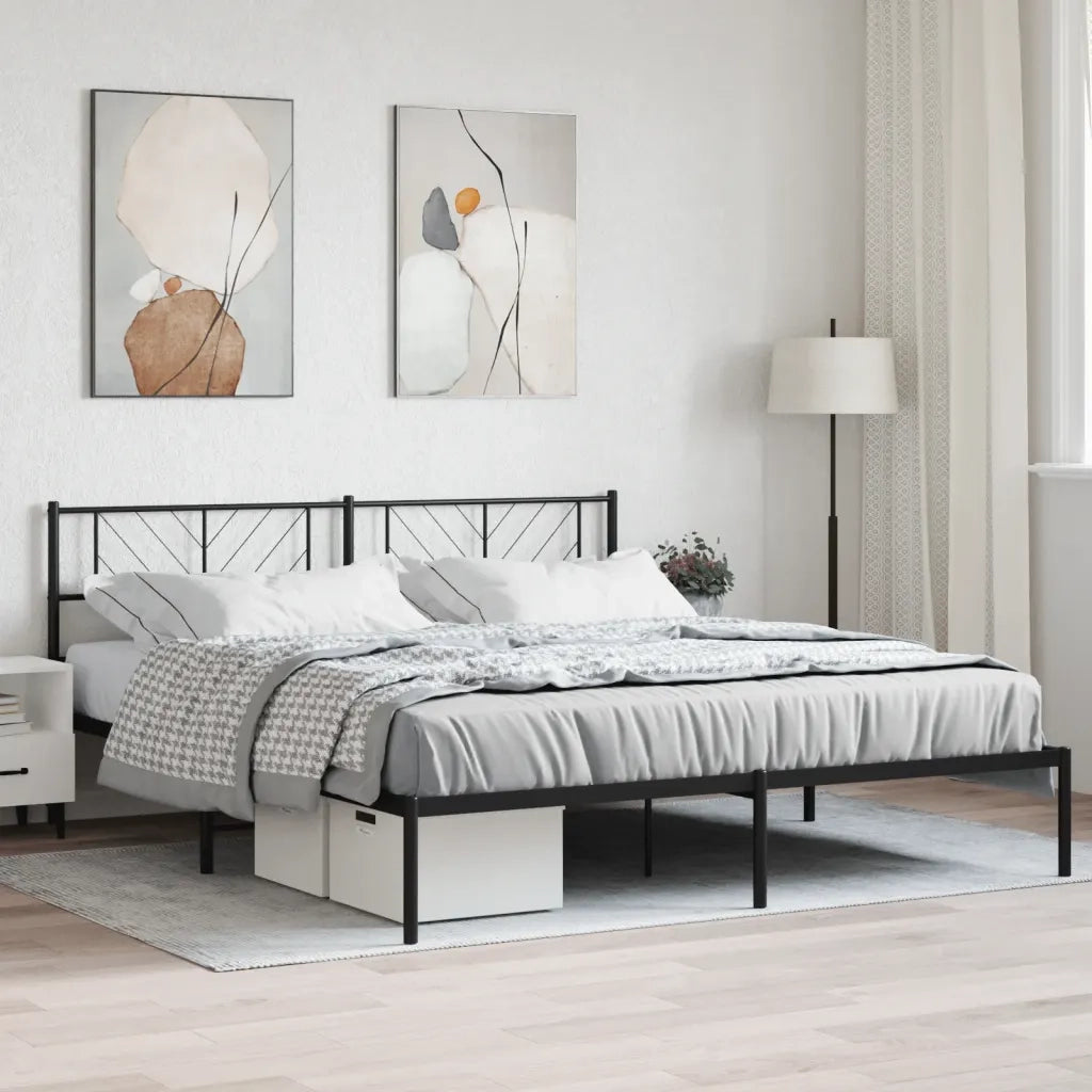 Giroletto con Testiera in Metallo Nero 180x200 cm 372183