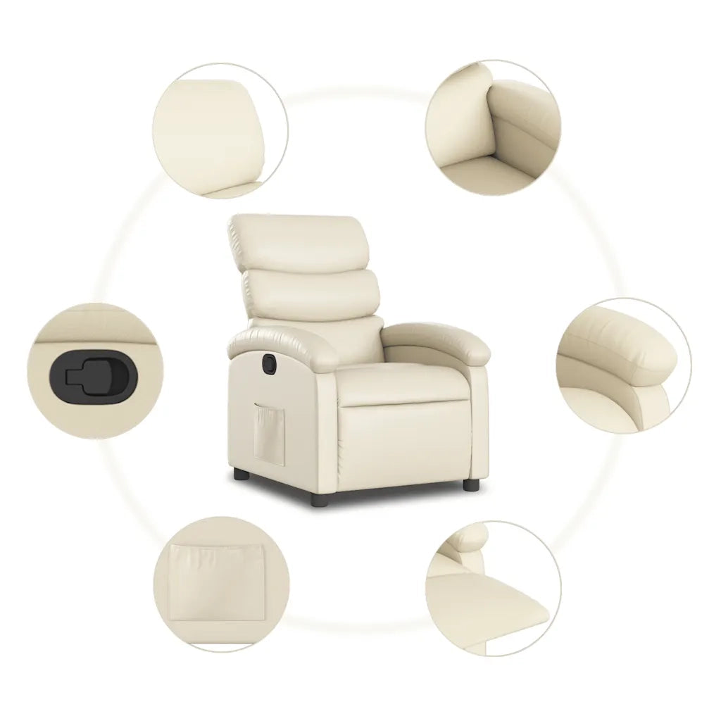 Divano Sedia-Poltrona Reclinabile Crema in Similpelle 689134