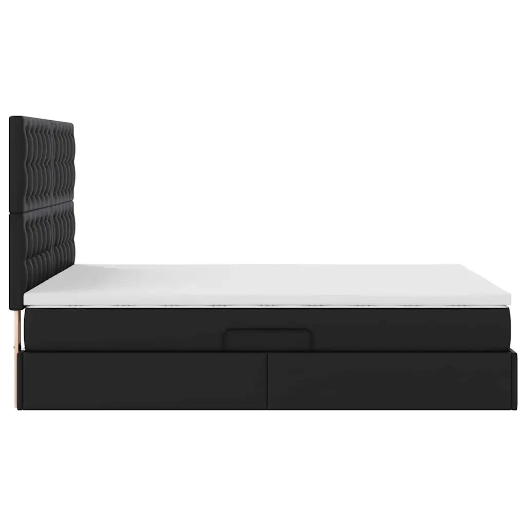 Letto con Contenitore Nero 140 x 190 cm Pelle Sintetica