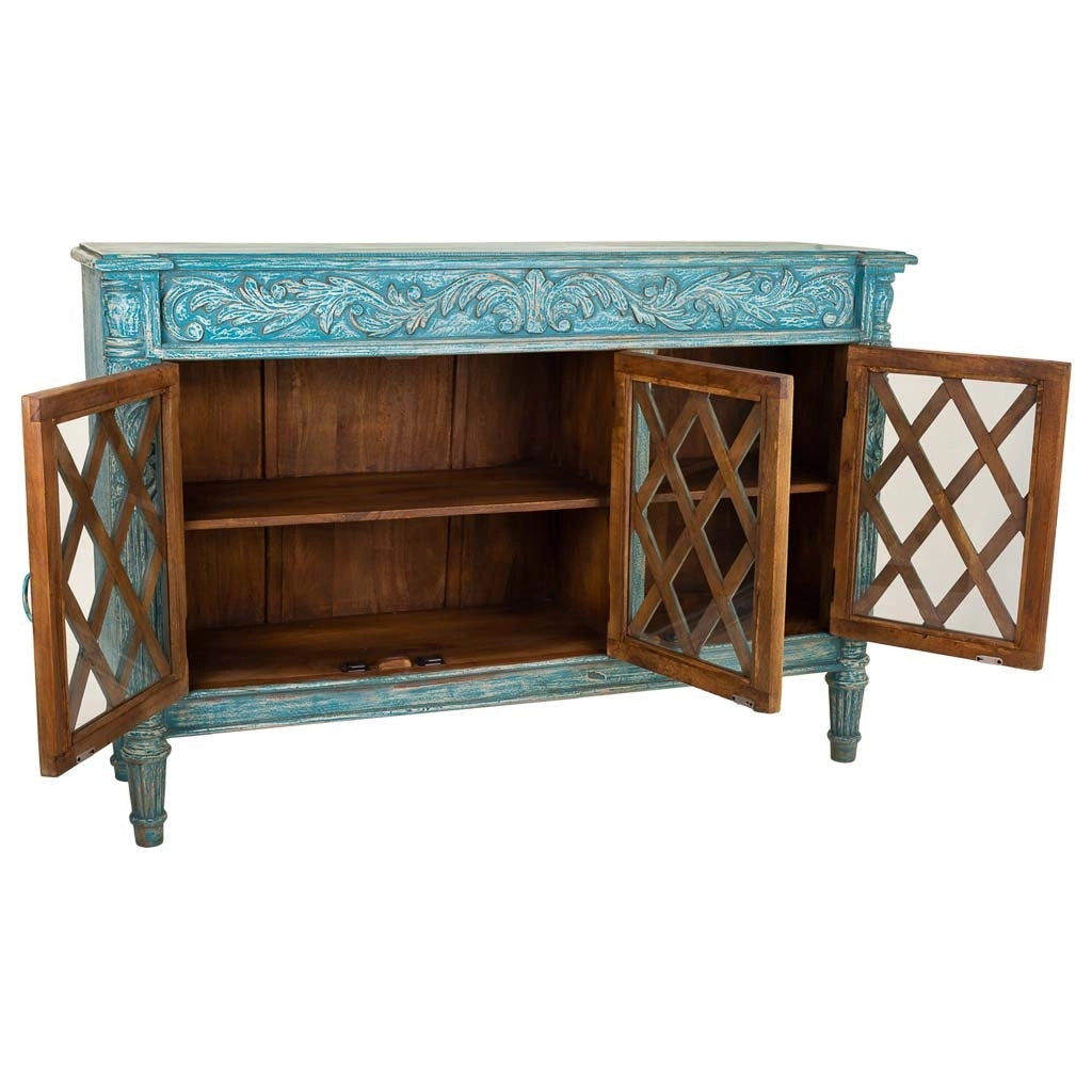 Credenza in legno blu 148x44x100