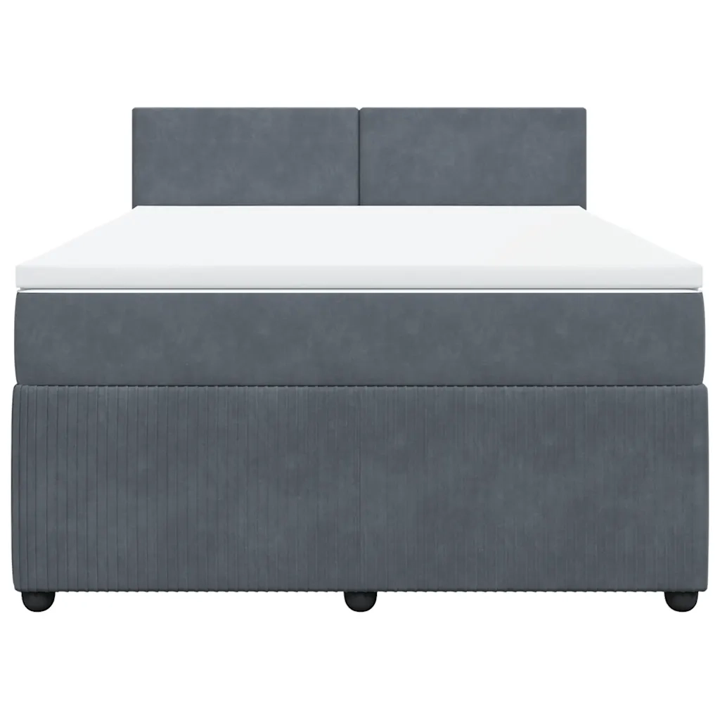 Giroletto a Molle con Materasso Grigio Scuro 140x190 cm Velluto