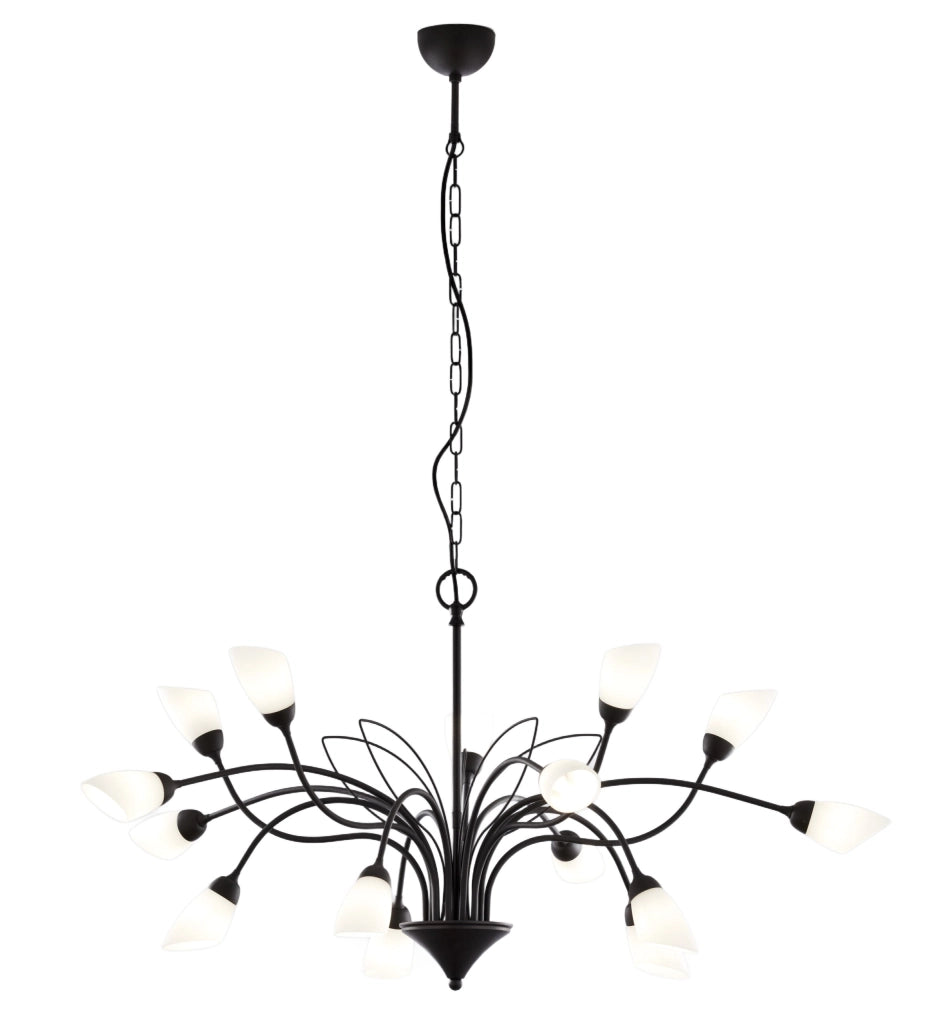 Lampadario GLORIOSA Jupiter nero opaco 15xG9 a catena