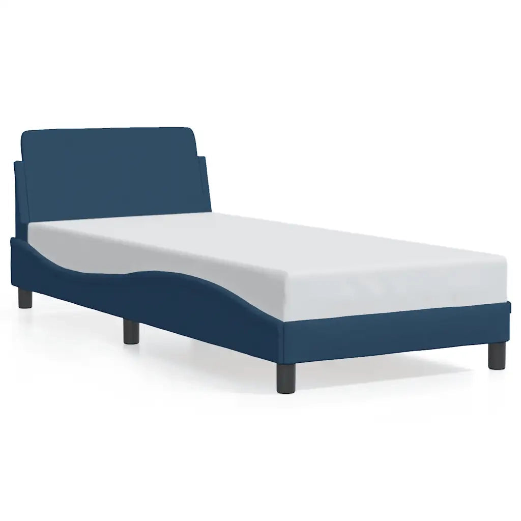 vidaXL Giroletto con Testiera senza Materasso Blu 90x190 cm Tessuto