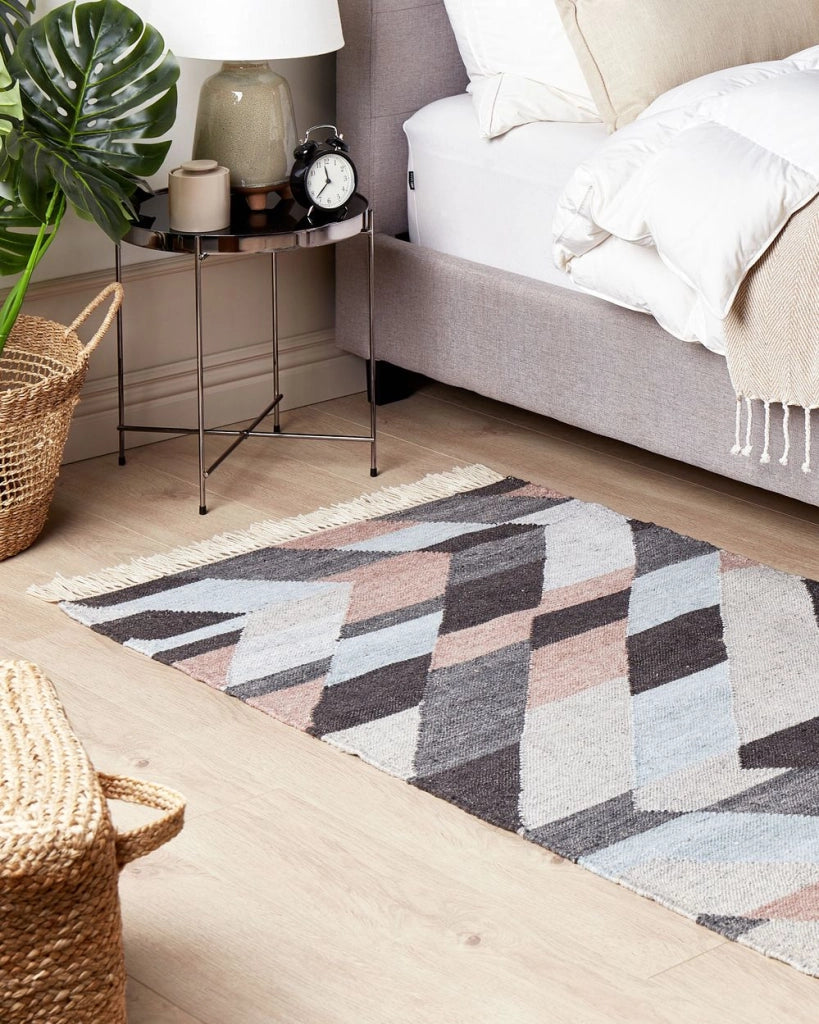 Tappeto di iuta multicolore 80 x 150 cm fatto a mano con nappe stile boho soggiorno camera da letto