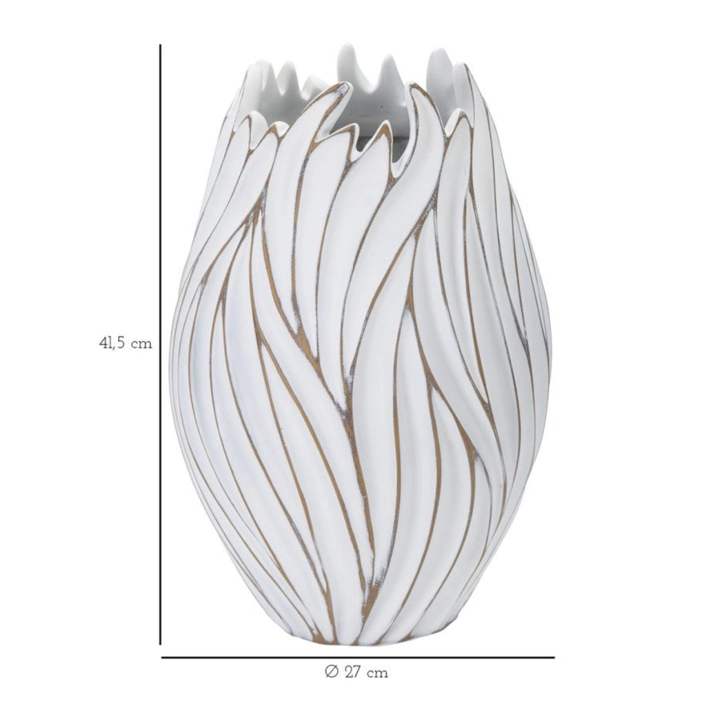 Vaso Decorativo VKH668, Bianco, Poliresina, 27x27x41,5 cm