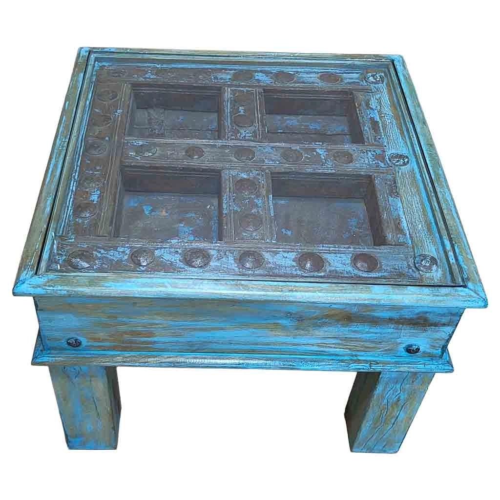 Tavolino da caffè in legno fatto a mano 57x57x45h cm