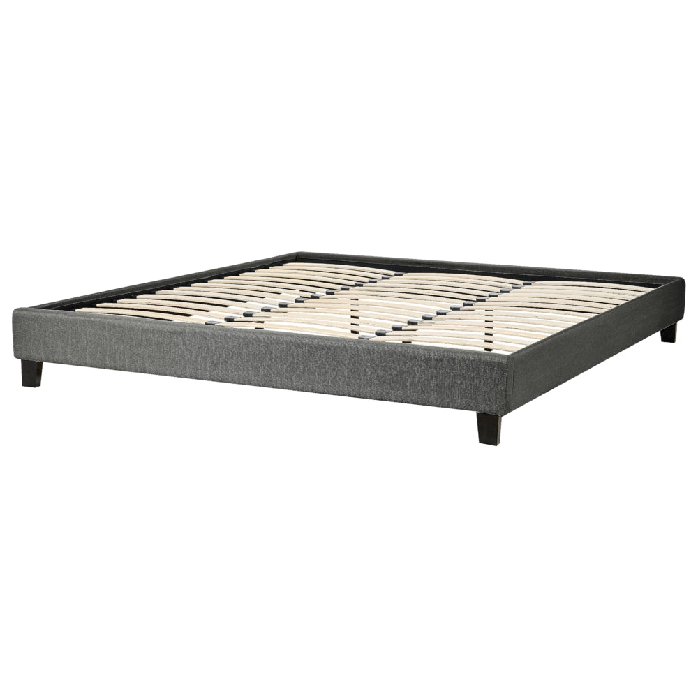 Letto 180 x 200 cm tessuto grigio con rete a doghe senza testiera