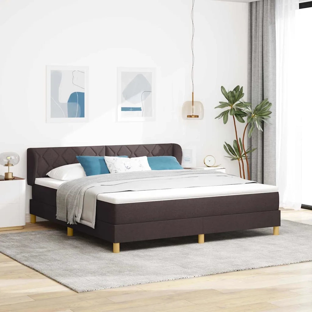 Letto a molle con materasso Marrone Scuro 180 x 200 cm Tessuto 3340293
