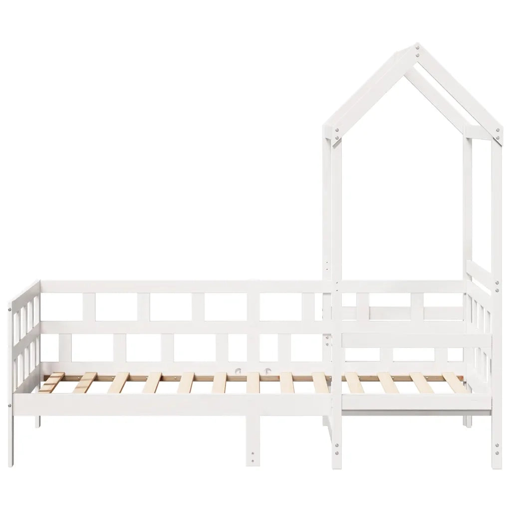 Dormeuse con Tetto 80x200 cm Bianco in Legno Massello di Pino 3282238